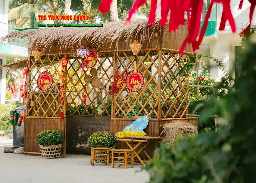 Tiểu cảnh đồng quê trong gian hàng ẩm thực chợ quê