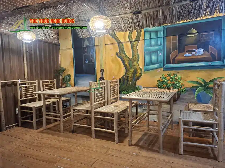 Làm bàn ghế tre không khó